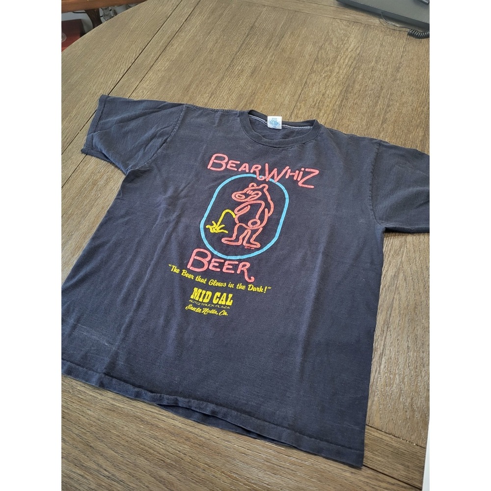 Vintage 90s Bear Whiz Beer California Santa Neon Hamm's Parody Shirt Size XL